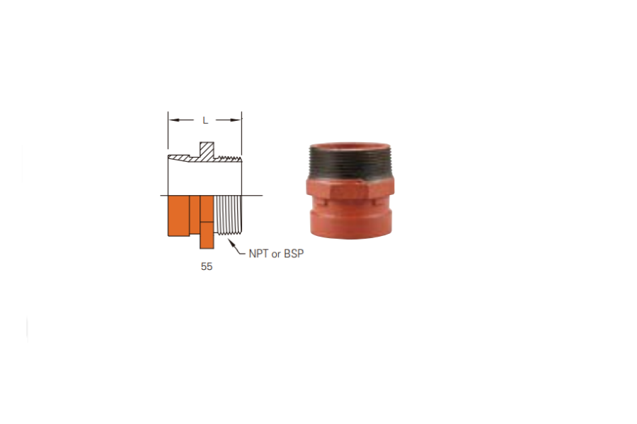 55 Adapter Nipple (GR X MT)
Ductile Iron Grooved Fitting