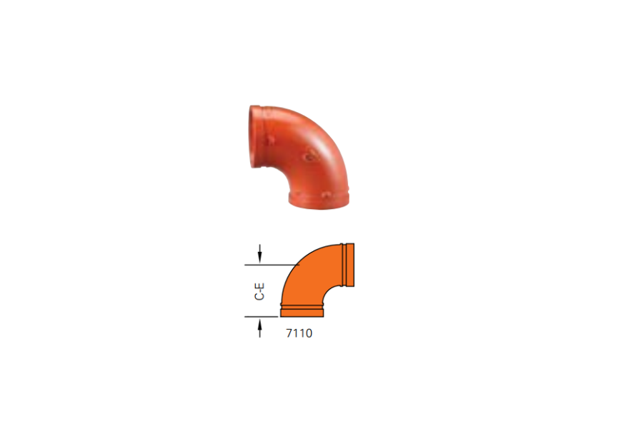 7110 90° Elbow
Ductile Iron Grooved Fitting