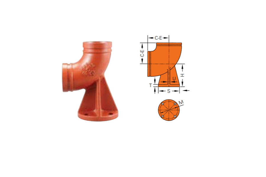 7110-B 90° Elbow with Base Support
Ductile Iron Grooved Fitting