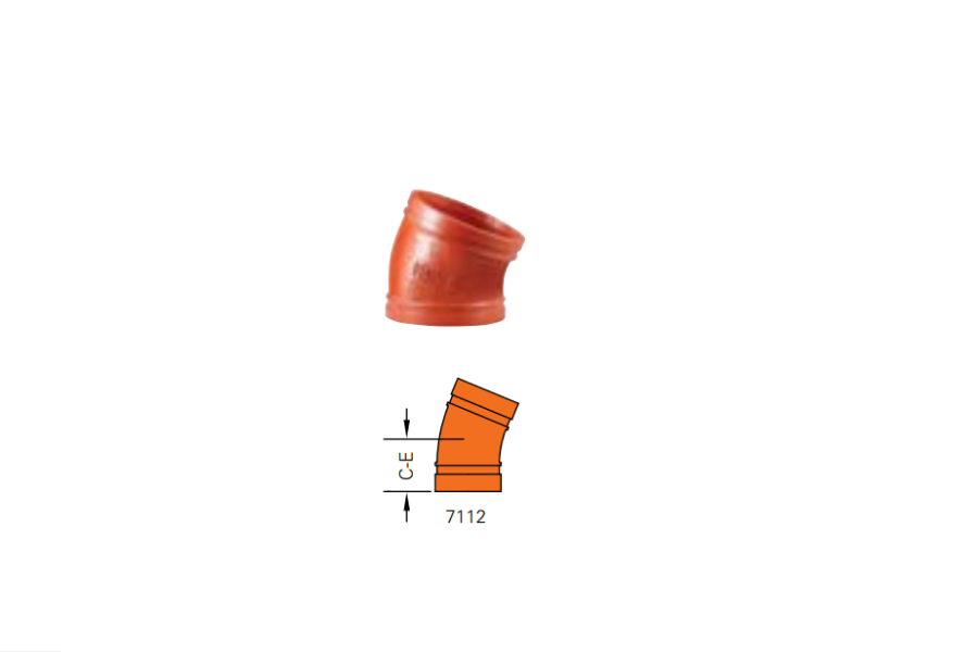 7112 22½° Elbow
Ductile Iron Grooved Fitting