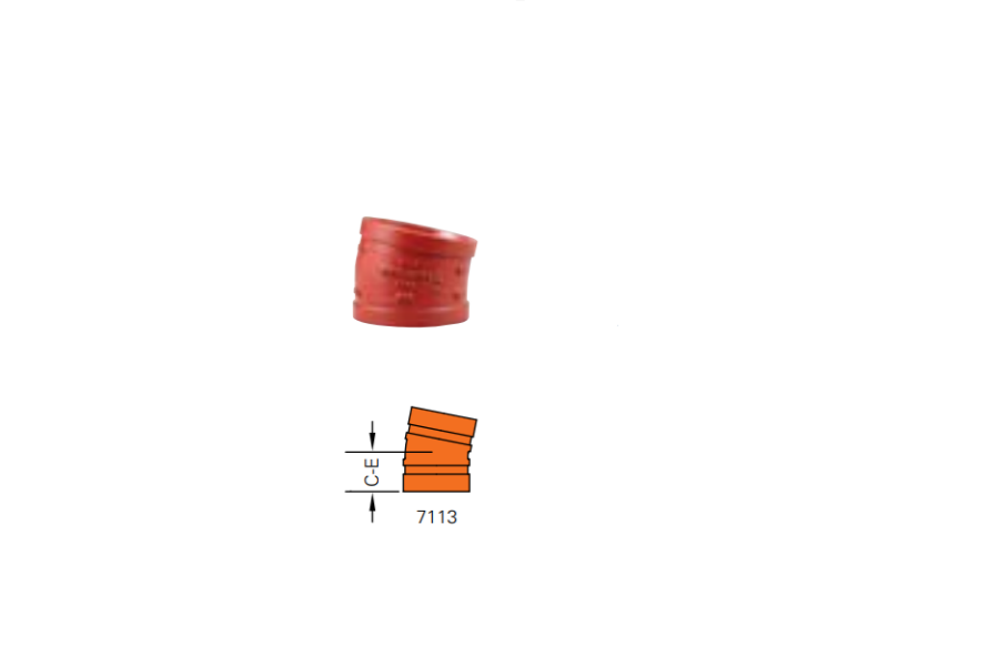 7113 11¼° Elbow
Ductile Iron Grooved Fitting