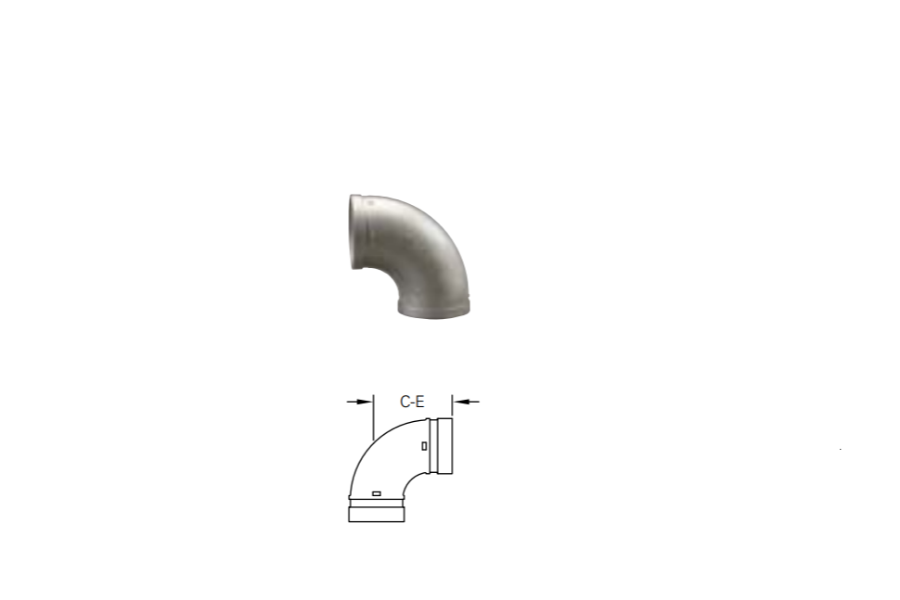 SS-10 90° Elbow
Cast Grooved Fittings - Stainless Steel