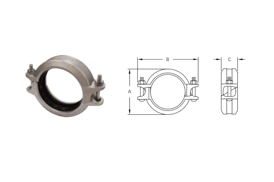 SS-5 Stainless Steel Rigid Coupling
Angle-Pad Design